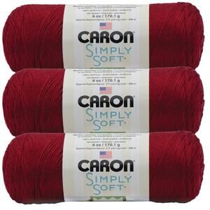 3 Skeins of Caron Simply Soft Autum Red